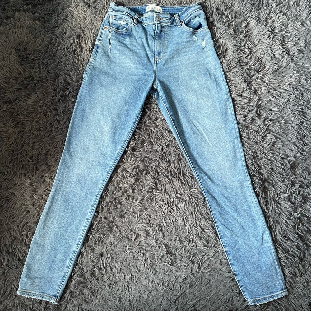 Abercrombie & Fitch Blue Super Skinny Ankle High Rise Jeans Curve Love 29x28